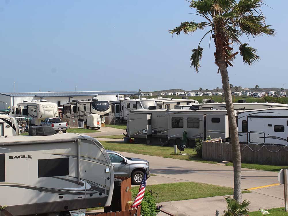 Aerial view of the RV sites at PIONEER BEACH RESORT