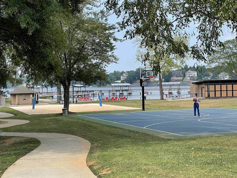 The basketball  volleyball courts at EBENEZER PARK
