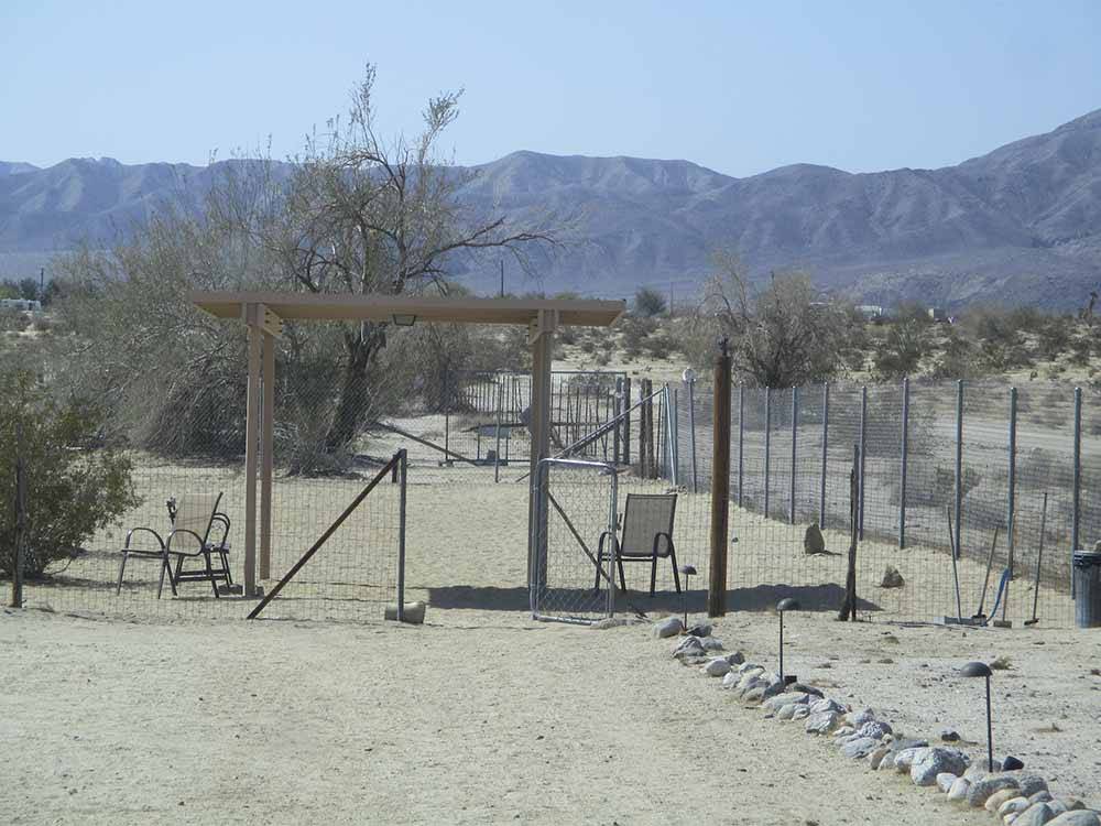 The fenced in pet area at LEAPIN LIZARD RV RANCH