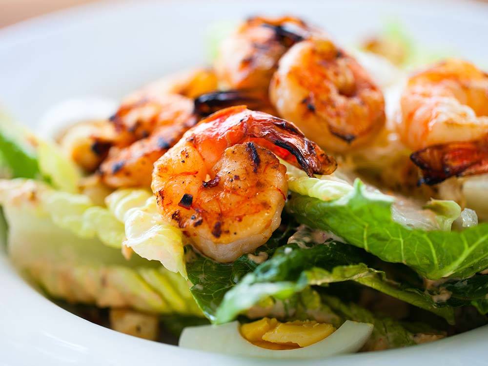 Grilled shrimp in a salad at WILDHORSE RESORT & CASINO RV PARK