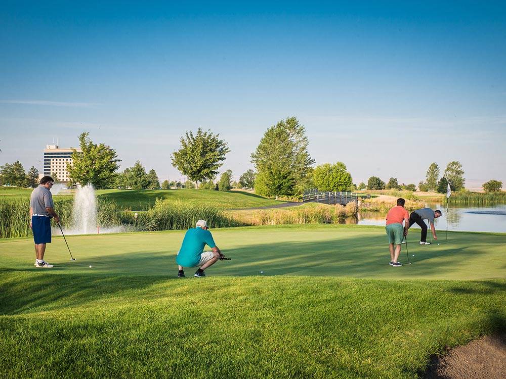 A group of four people playing golf at WILDHORSE RESORT & CASINO RV PARK
