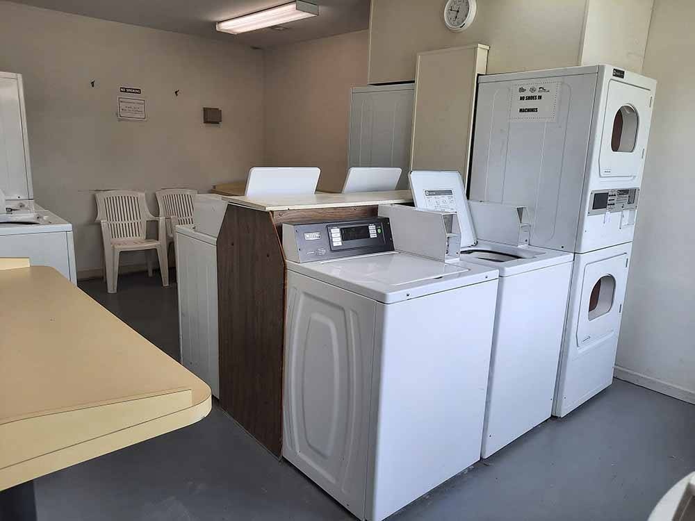 Inside of the clean laundry room at KING'S HOLLY HAVEN RV PARK