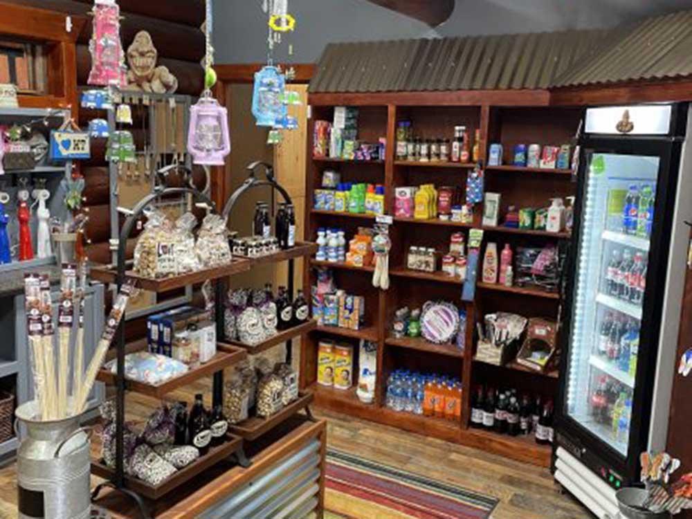 Products for sale at the general store at THE NUGGET RV RESORT