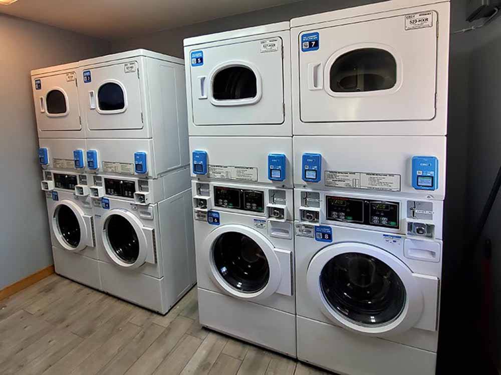 Stacked washers and dryers at PILOT RV PARK