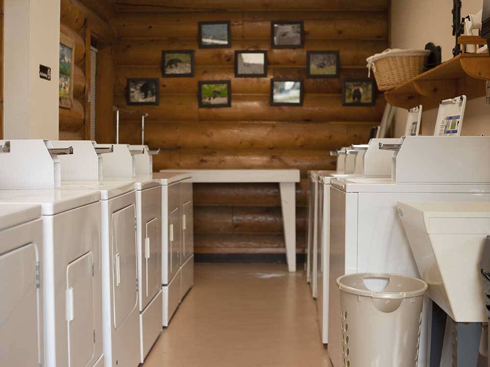The clean laundry room at COLUMBIA FALLS RV PARK
