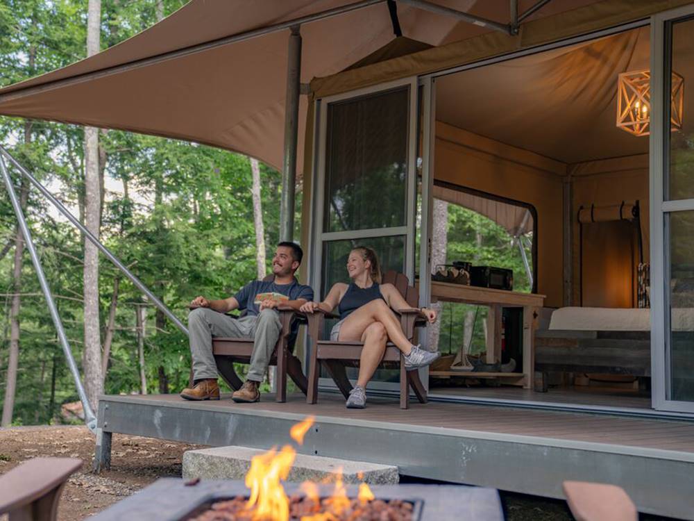 A couple on a covered porch