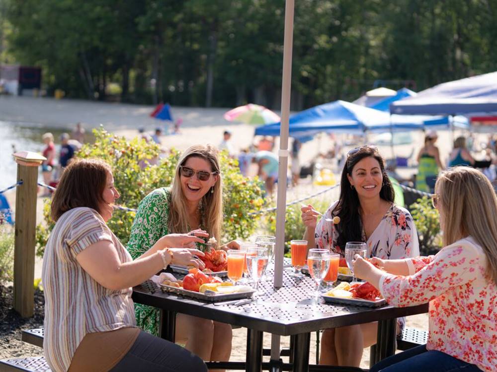 People dining at an outdoor restaurant