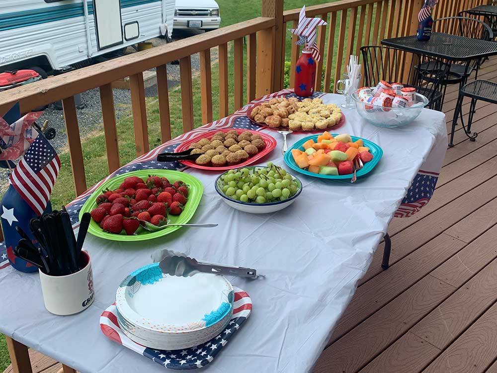 Festive spread for a party at BELLINGHAM RV PARK