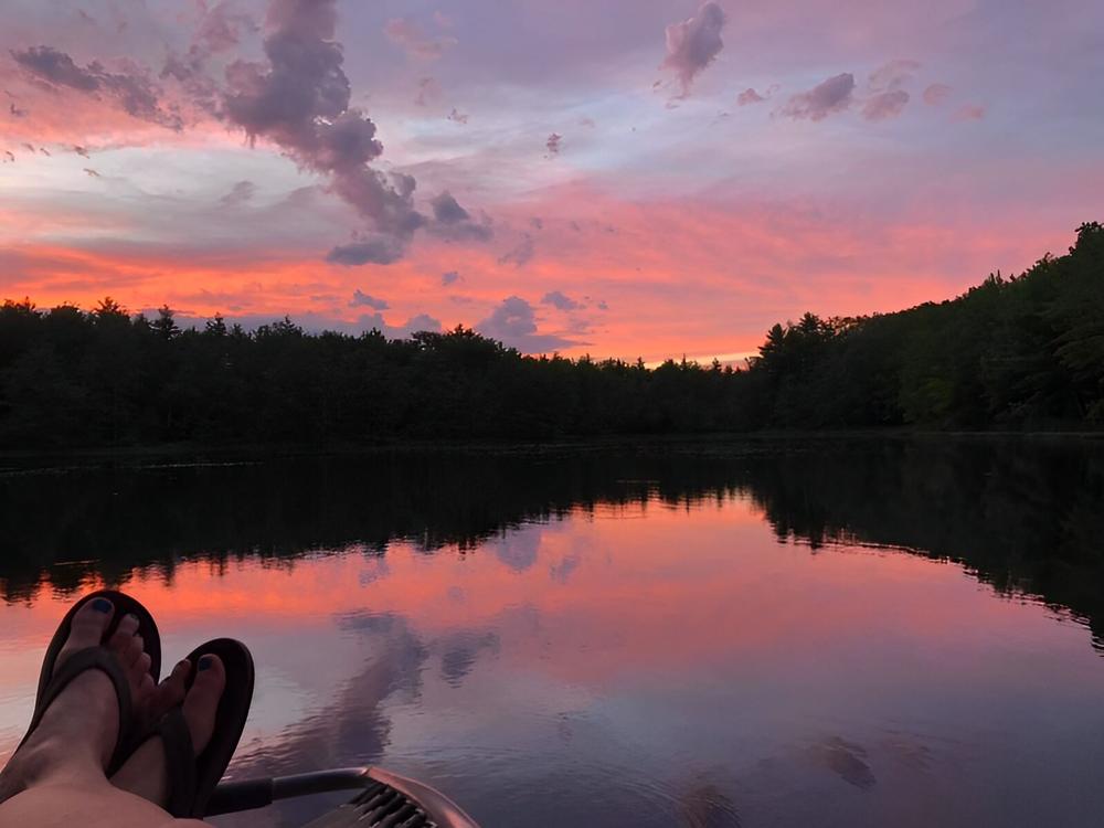 View of the lake at sunset