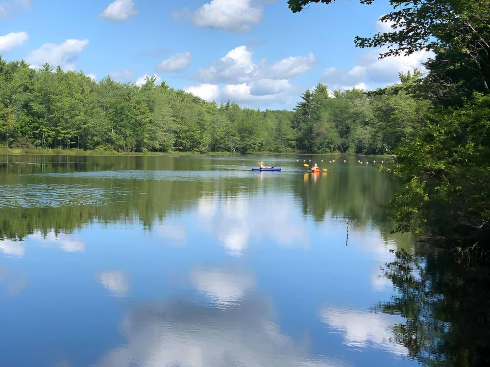 Lake with paddle boats at site Beaver Dam Campground