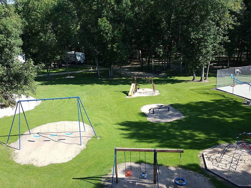 Aerial view of the playground at MILLER'S CAMPING RESORT