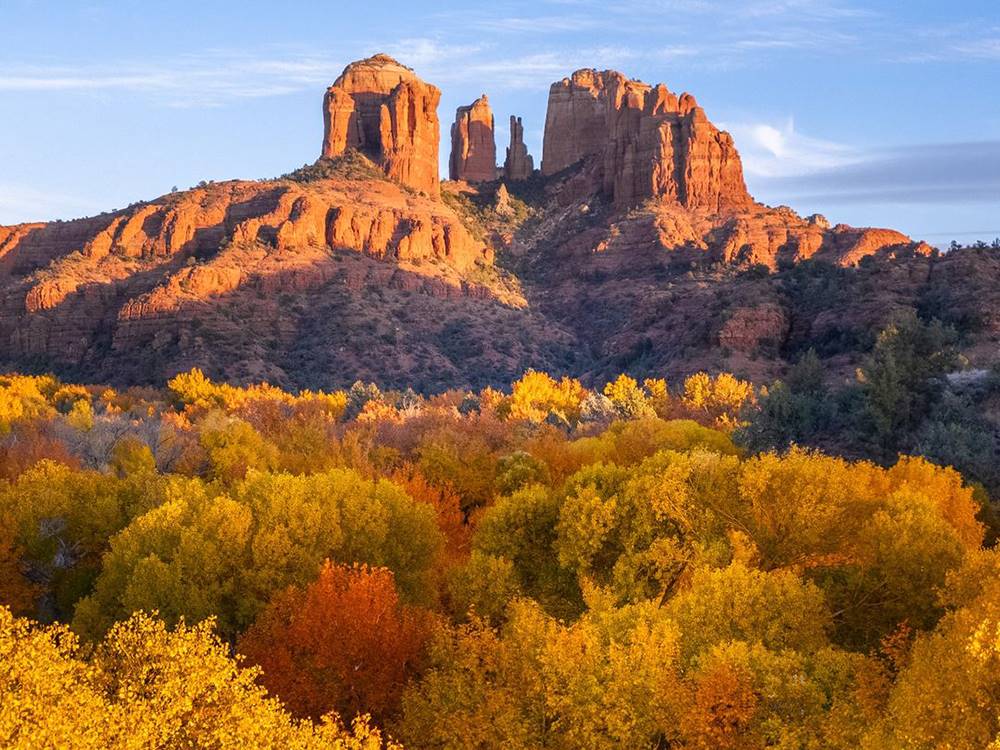 Scenic landmark in the fall at Rancho Verde RV Park