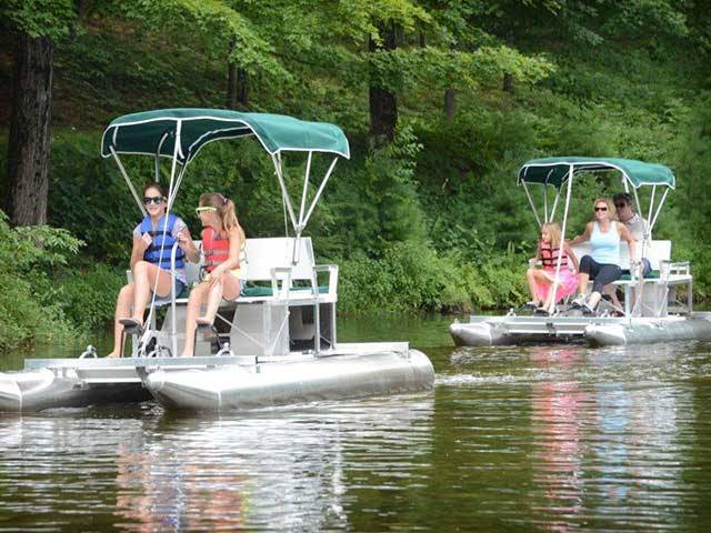 Free paddle boats on our scenic lake