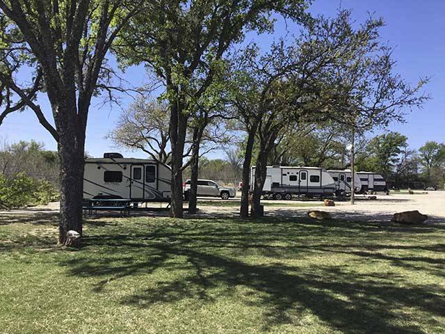 RVs parked in shady sites