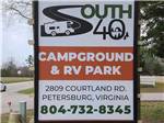 The business sign outside the main entrance at SOUTH FORTY RV CAMPGROUND - thumbnail