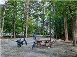 Picnic table and open area with trees at COLUMBUS WOODS-N-WATERS KAMPGROUND - thumbnail