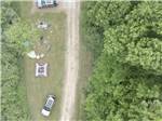 Aerial view of a grassy tent site at Indiana Beach Campground - thumbnail