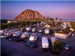 View larger image of Aerial view at sunset of RV sites at MORRO DUNES RV PARK image #1