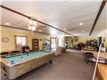 View larger image of Pool table in game room at the lodge at HORSESHOE LAKES RV CAMPGROUND image #4