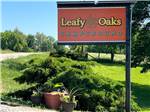 View larger image of The front entrance sign at LEAFY OAKS CAMPGROUND image #9