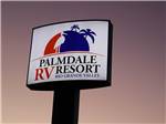 The front entrance sign at PALMDALE RV RESORT - thumbnail