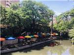 Colorful umbrellas line the river at ALAMO RIVER RV PARK - thumbnail