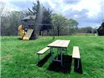 A picnic table and play structure - thumbnail