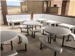 The round patio tables at the brewery next door at LAVALAND RV PARK - thumbnail