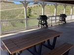 A picnic table under the pavilion at SHELBY RV PARK AND RESORT - thumbnail
