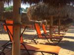 Chairs on sand with umbrellas at LAKE COMPOUNCE CAMPGROUND - thumbnail