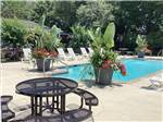 Pool area with landscaping at All About Relaxing RV Park - thumbnail