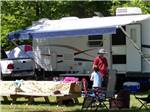 Parked trailer with panic table at Bedford Creek Campground & Marina - thumbnail