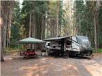 A travel trailer under trees at SHELTER COVE RESORT AND MARINA - thumbnail