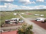 Aerial view of road through the sites at Springerville RV Park - thumbnail