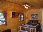 The bedroom in the rental cabin at GOOSE CREEK RV PARK & CAMPGROUND - thumbnail