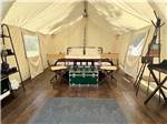 Inside one of the glamping tents at ECHO ISLAND RV RESORT - thumbnail