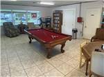 The red pool table in the rec room at LOST LAKE RV PARK - thumbnail