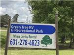 View larger image of The front entrance sign at GREEN TREE RV PARK  CAMPGROUND image #2