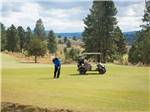 A man golfing with his cart by his side at THE RETREAT, LINKS & SPA AT SILVIES VALLEY RANCH - thumbnail