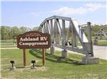 View larger image of Sign of campground next to bridge at ASHLAND RV CAMPGROUND image #1