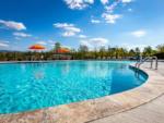 Pool with tables and umbrellas at PIGEON FORGE LANDING RV RESORT - thumbnail