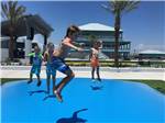 View larger image of Kids jumping on the jumping pillow at CAMP MARGARITAVILLE RV RESORT CRYSTAL BEACH image #4