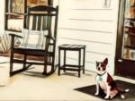 A dog in front of the office by a rocking chair at SAVANNAH LAKES RV RESORT - thumbnail