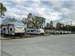 A row of travel trailers parked at ROYAL OAKS RV PARK - thumbnail
