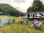 Group of RVers by a campfire at Mountain View RV Park - Roan Mountain - thumbnail