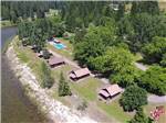 Aerial view of the cabin rentals at THREE RIVERS RESORT - thumbnail