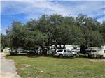 Trailers parked under a large tree at COOPER LAKE RV COMMUNITY - thumbnail