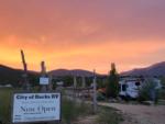 Park entrance at sunset at City of Rocks RV - thumbnail