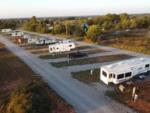 Aerial view of travel trailers parked in RV sites at BEXAR COVE RV PARK - thumbnail