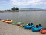 Colorful kayaks on the water at LAKE SHORE RV PARK - thumbnail